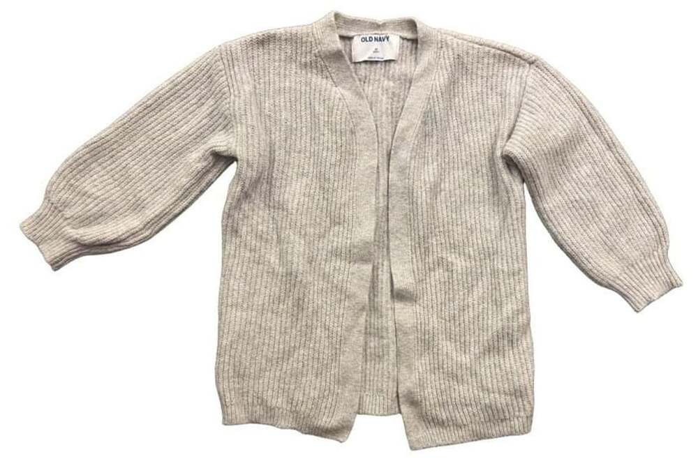 Old Navy Cardigan Size 3T Gray Ribbed Knit Open Front Sweater